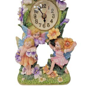 Vintage Flowers Fairy Shelf Desk Clock Girls Room Gardencore Cottagecore